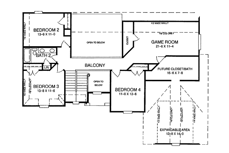 Dream House Plan - Floor Plan - Upper Floor for Traditional House Plan #952-87 - 4 bed, 2.5 bath