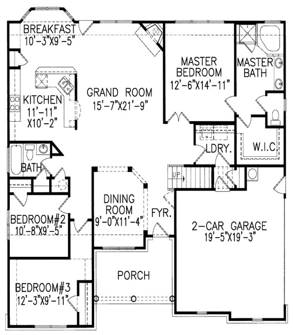 Architectural House Design - Country Floor Plan - Main Floor Plan #54-208