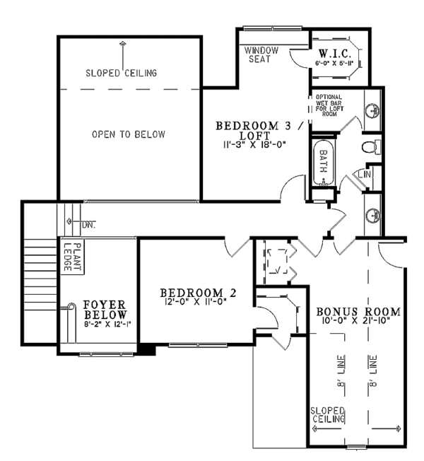 Dream House Plan - Traditional Floor Plan - Upper Floor Plan #17-2879