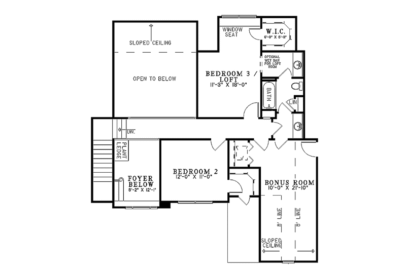 Dream House Plan - Floor Plan - Upper Floor for Traditional House Plan #17-2879 - 3 bed, 2.5 bath