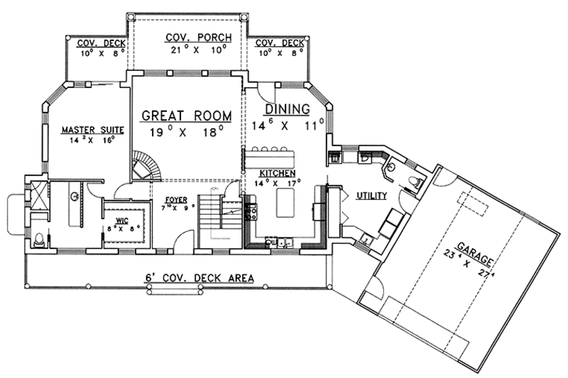 Dream House Plan - Floor Plan - Main Floor for European House Plan #117-820 - 3 bed, 2.5 bath