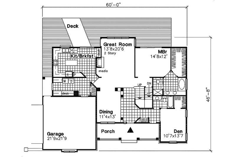 Architectural House Design - Floor Plan - Main Floor for European House Plan #320-523 - 3 bed, 2.5 bath