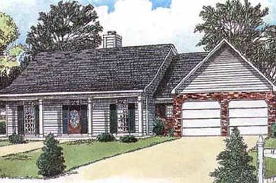 Exterior - Front Elevation for Traditional House Plan #16-125 - 3 bed, 2 bath