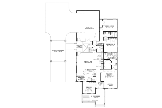 Floor Plan - Main Floor for Colonial House Plan #17-2870 - 3 bed, 2 bath