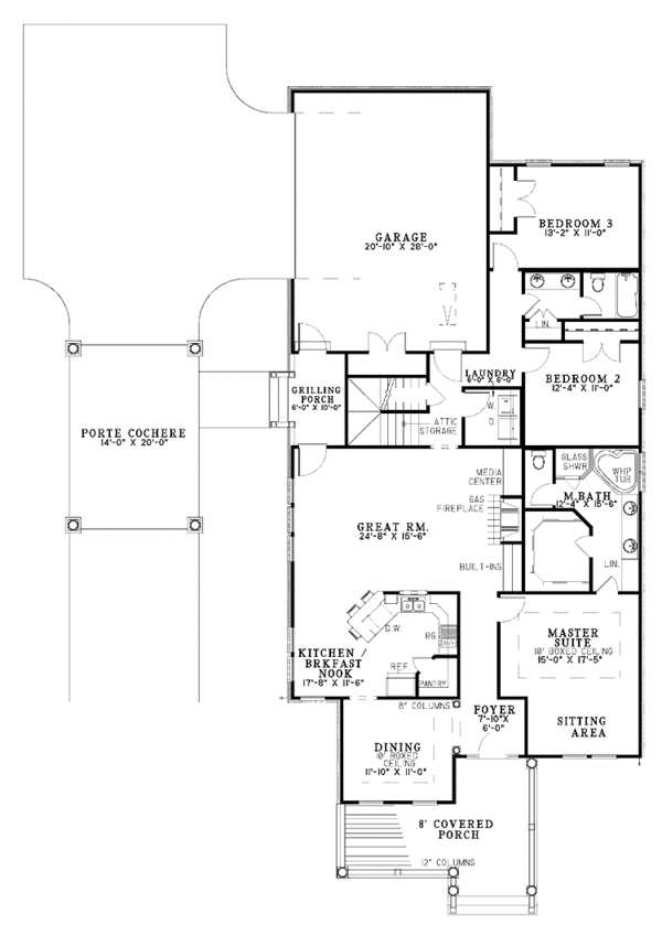 Architectural House Design - Colonial Floor Plan - Main Floor Plan #17-2870