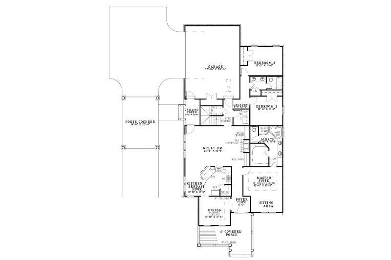 Dream House Plan - Floor Plan - Main Floor for Colonial House Plan #17-2870 - 3 bed, 2 bath