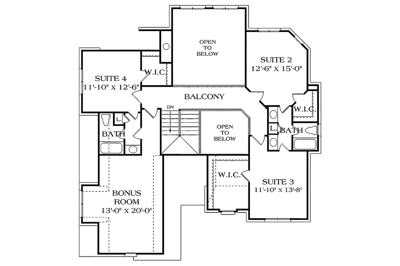 Architectural House Design - Floor Plan - Upper Floor for Country House Plan #453-276 - 4 bed, 3.5 bath