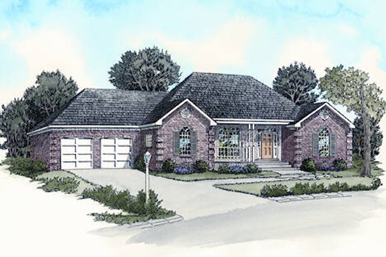 Exterior - Front Elevation for European House Plan #16-258 - 2 bed, 2 bath