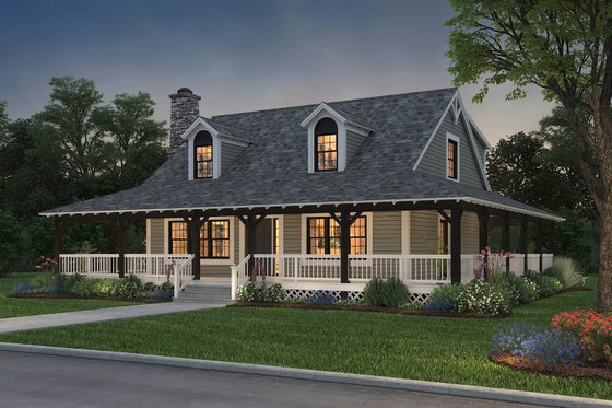 Exterior - Front Elevation 4 for Farmhouse House Plan #72-110 - 3 bed, 2.5 bath