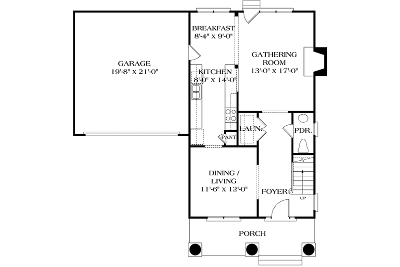 Home Plan - Floor Plan - Main Floor for Classical House Plan #453-206 - 3 bed, 2.5 bath