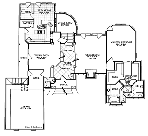 Architectural House Design - Colonial Floor Plan - Main Floor Plan #952-27