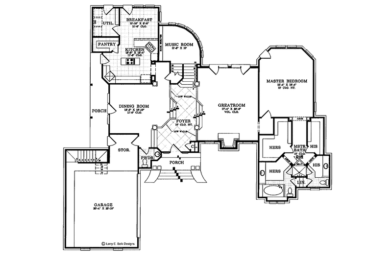 House Blueprint - Floor Plan - Main Floor for Colonial House Plan #952-27 - 4 bed, 3.5 bath