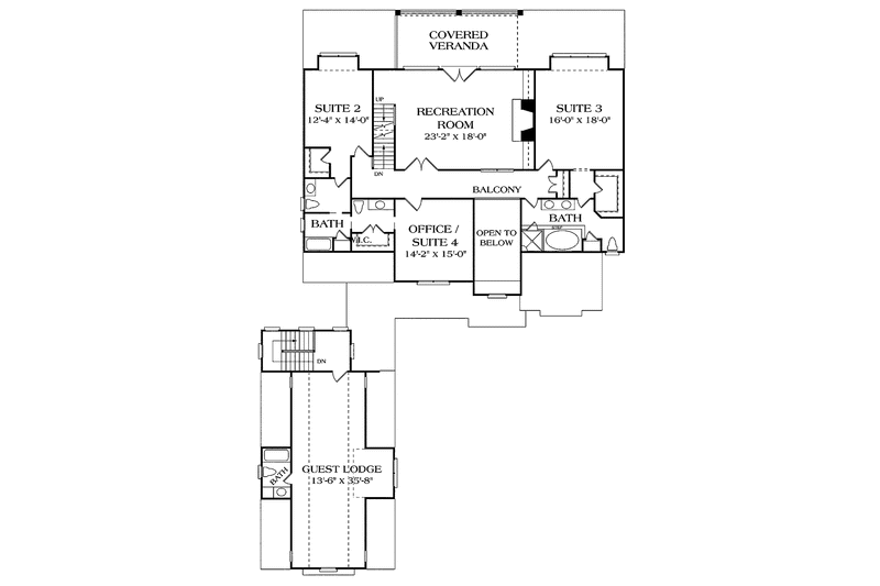 Home Plan - Floor Plan - Upper Floor for Craftsman House Plan #453-314 - 4 bed, 4.5 bath