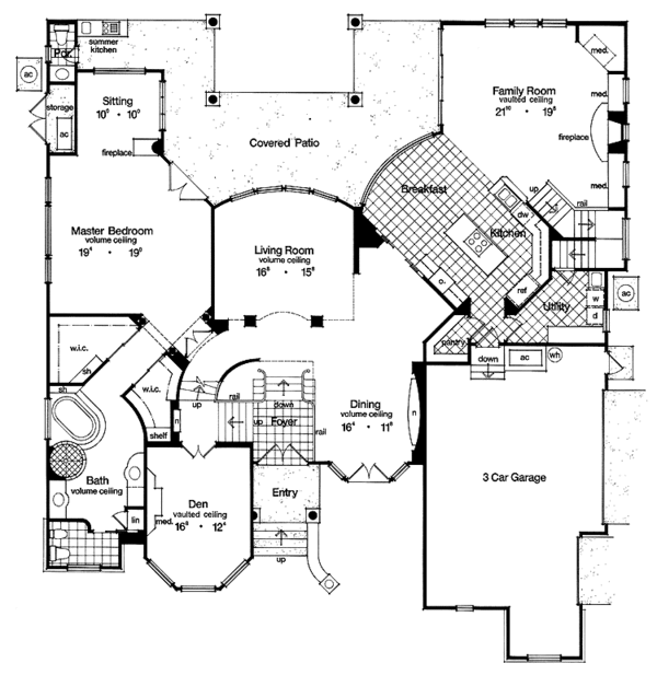 House Blueprint - Mediterranean Floor Plan - Main Floor Plan #417-744