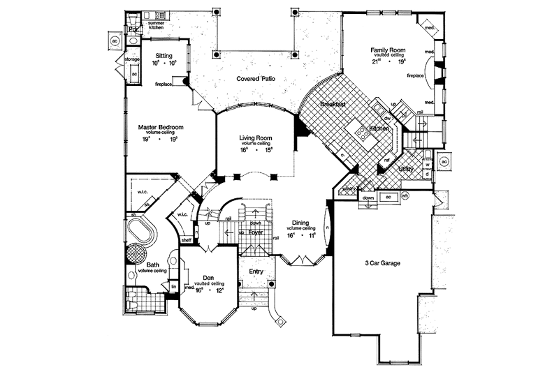 Home Plan - Floor Plan - Main Floor for Mediterranean House Plan #417-744 - 4 bed, 3.5 bath