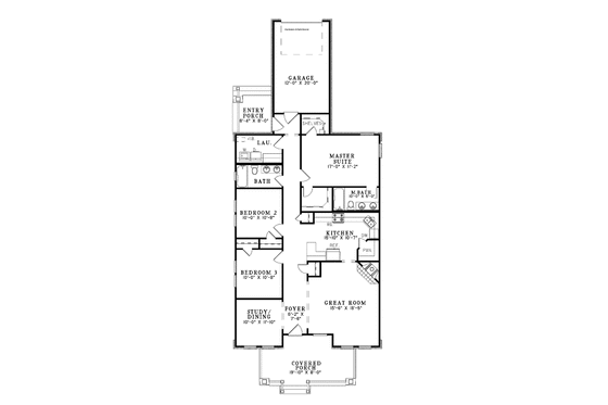 Floor Plan - Main Floor for Craftsman House Plan #17-3360 - 3 bed, 2 bath