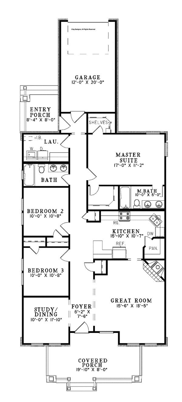 House Plan Design - Craftsman Floor Plan - Main Floor Plan #17-3360