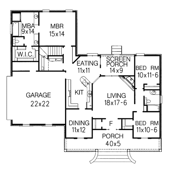 Architectural House Design - Country Floor Plan - Main Floor Plan #15-314