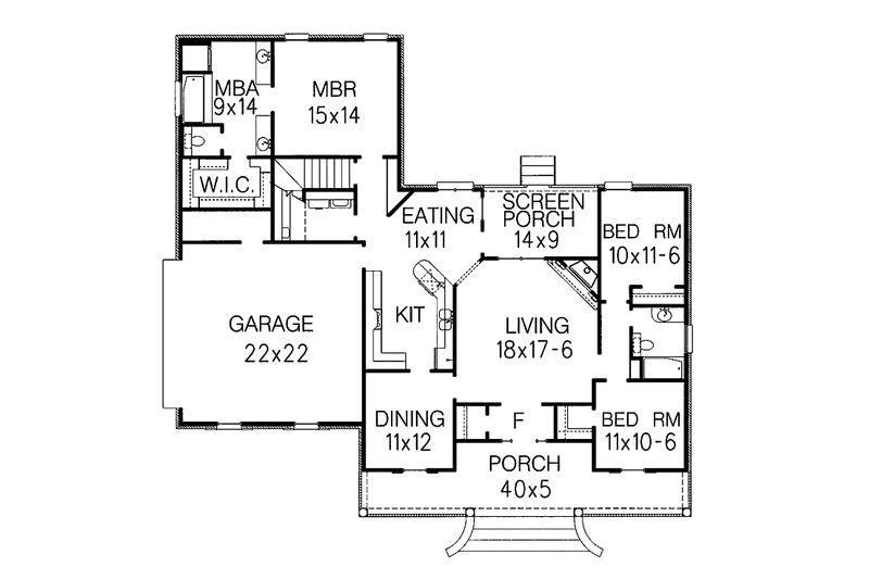 Home Plan - Floor Plan - Main Floor for Country House Plan #15-314 - 3 bed, 2 bath