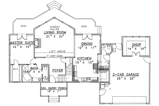 Floor Plan - Main Floor for European House Plan #117-817 - 3 bed, 2.5 bath