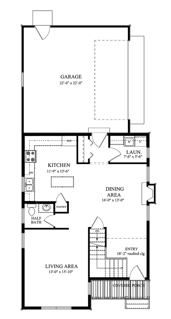 House Design - Country Floor Plan - Main Floor Plan #980-3
