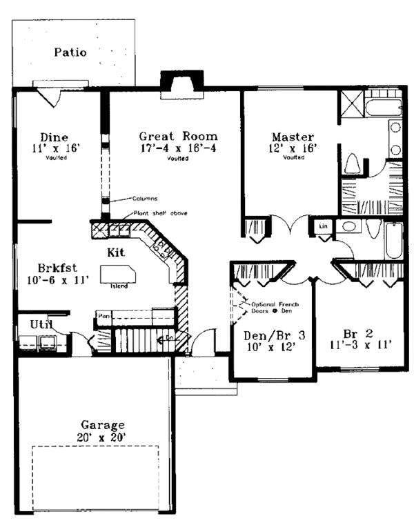 House Plan Design - Ranch Floor Plan - Main Floor Plan #300-127