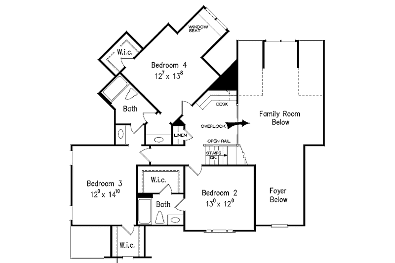House Blueprint - Floor Plan - Upper Floor for European House Plan #927-884 - 4 bed, 3.5 bath