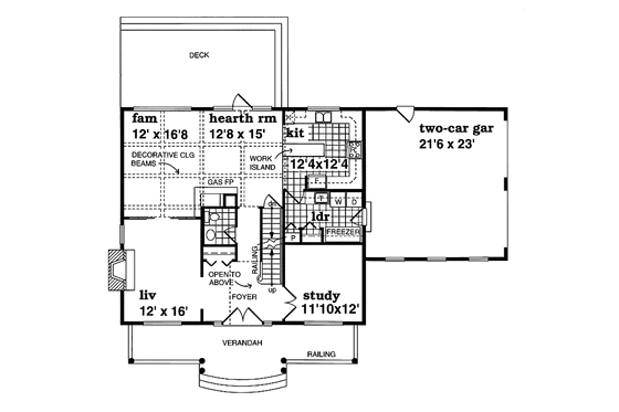 Floor Plan - Main Floor for Colonial House Plan #47-891 - 4 bed, 2.5 bath