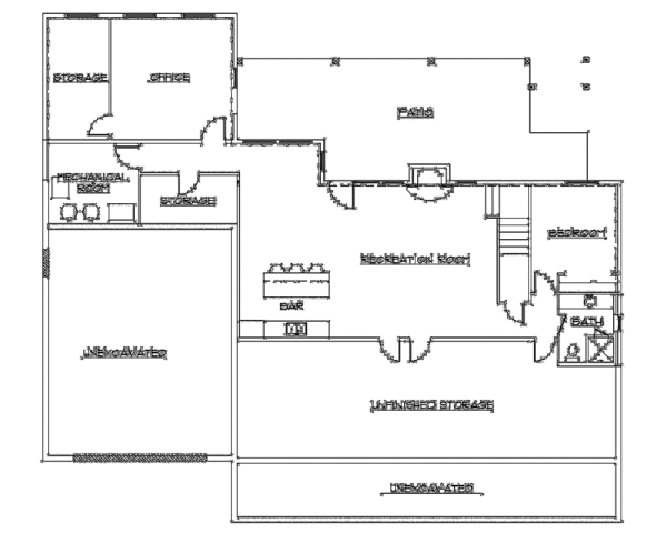 Architectural House Design - Adobe / Southwestern Floor Plan - Lower Floor Plan #945-126