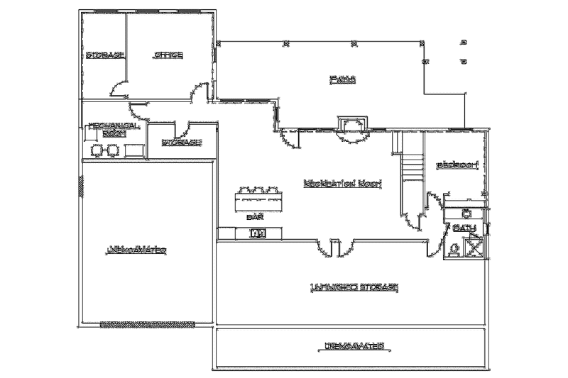 Home Plan - Floor Plan - Lower Floor for Adobe / Southwestern House Plan #945-126 - 3 bed, 2 bath