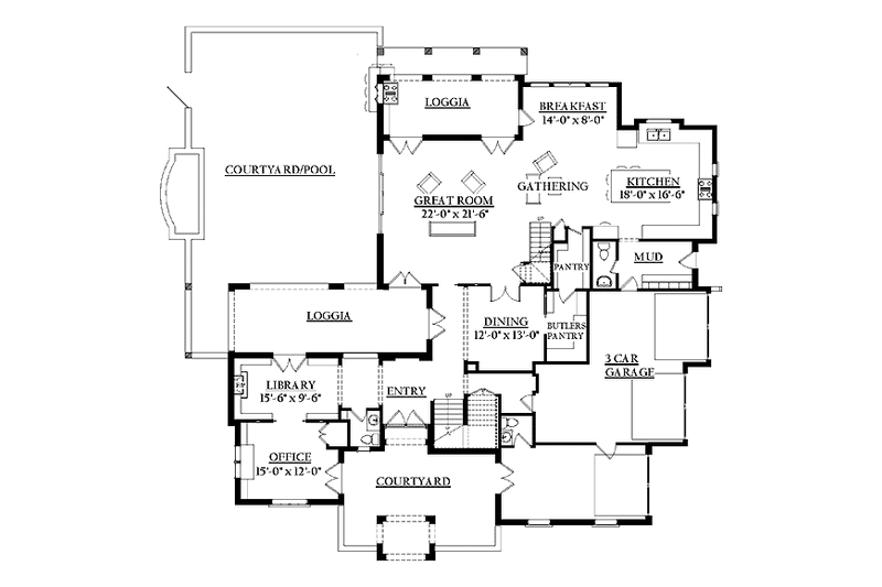Home Plan - Floor Plan - Main Floor for Country House Plan #937-11 - 4 bed, 3 bath