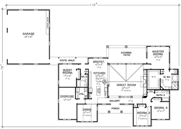 House Design - Country Floor Plan - Main Floor Plan #472-342