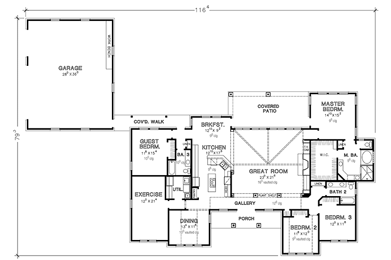 Home Plan - Floor Plan - Main Floor for Country House Plan #472-342 - 4 bed, 3 bath