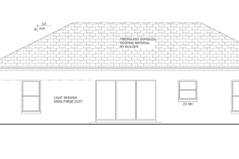 Home Plan - Exterior - Rear Elevation for Mediterranean House Plan #1058-32 - 3 bed, 2 bath