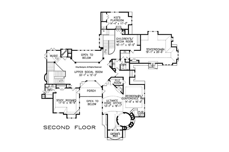 Home Plan - Floor Plan - Upper Floor for Craftsman House Plan #54-340 - 5 bed, 3.5 bath