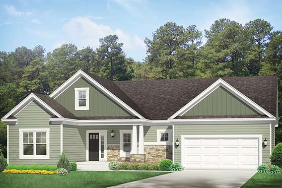 Exterior - Front Elevation 3 for Ranch House Plan #1010-137 - 3 bed, 2 bath