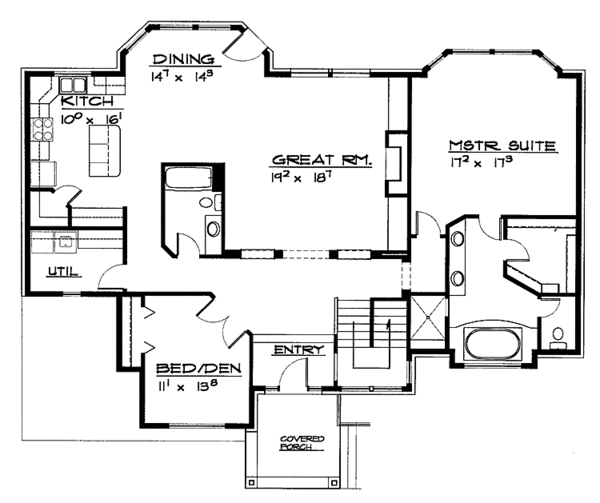Architectural House Design - Traditional Floor Plan - Main Floor Plan #308-273