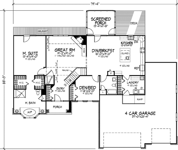 House Plan Design - European Floor Plan - Main Floor Plan #320-1436