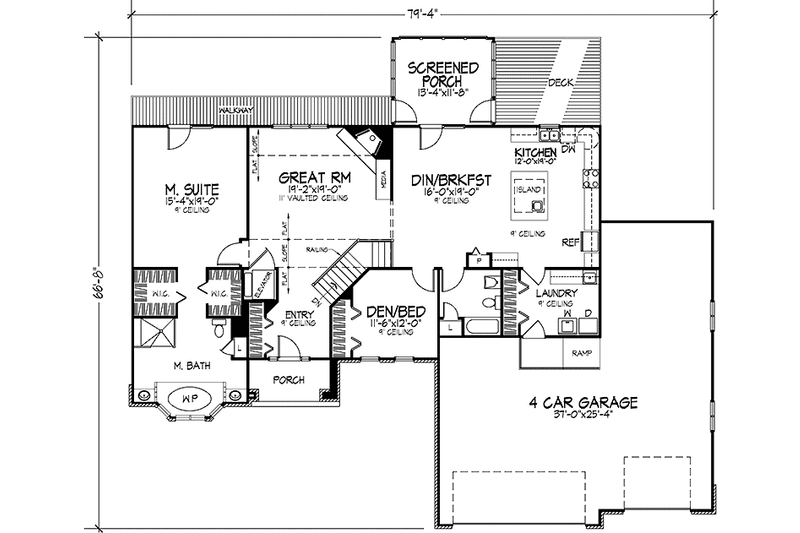 Dream House Plan - Floor Plan - Main Floor for European House Plan #320-1436 - 1 bed, 2 bath