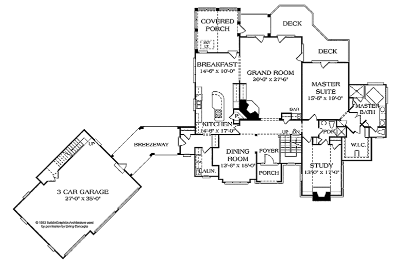 Dream House Plan - Floor Plan - Main Floor for Country House Plan #453-231 - 4 bed, 5 bath