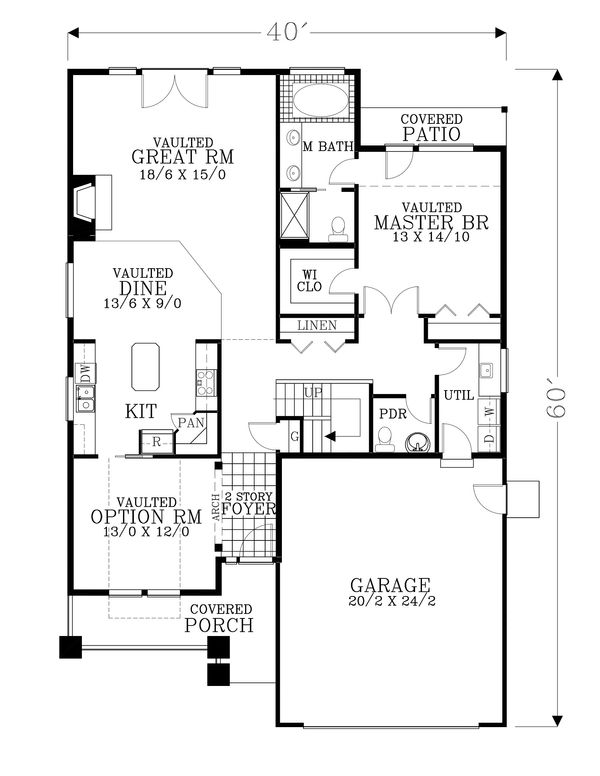 Architectural House Design - Craftsman Floor Plan - Main Floor Plan #53-588