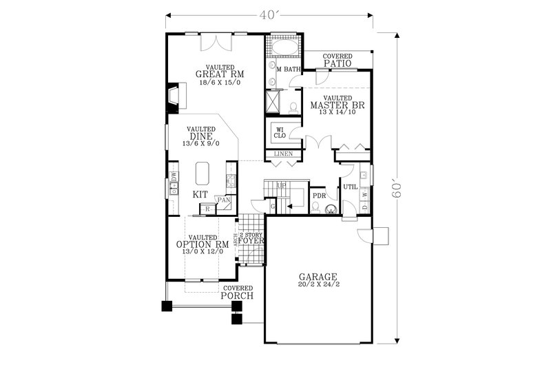 Home Plan - Floor Plan - Main Floor for Craftsman House Plan #53-588 - 3 bed, 2.5 bath