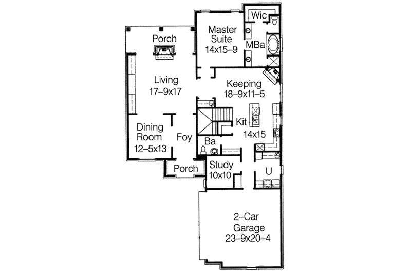 House Blueprint - Floor Plan - Main Floor for European House Plan #15-276 - 3 bed, 2.5 bath