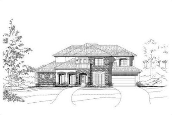 Exterior - Front Elevation for European House Plan #411-203 - 4 bed, 3 bath