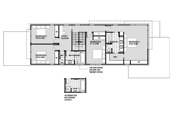 Floor Plan - Upper Floor for Modern House Plan #496-27 - 4 bed, 2.5 bath