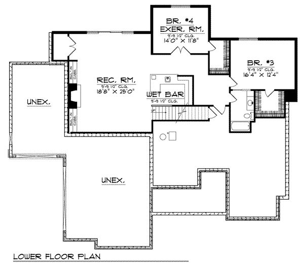 House Plan Design - European Floor Plan - Lower Floor Plan #70-806