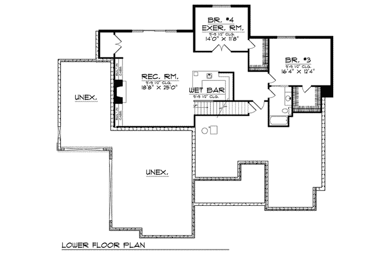 Dream House Plan - Floor Plan - Lower Floor for European House Plan #70-806 - 4 bed, 3 bath