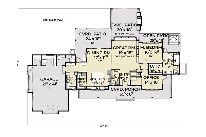 Architectural House Design - Floor Plan - Main Floor for Farmhouse House Plan #1070-211 - 4 bed, 3.5 bath