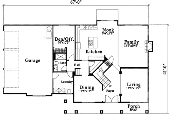 Floor Plan - Main Floor for Traditional House Plan #78-206 - 4 bed, 3 bath