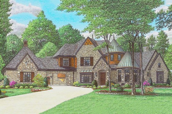 Front View - 8200 square foot European Home